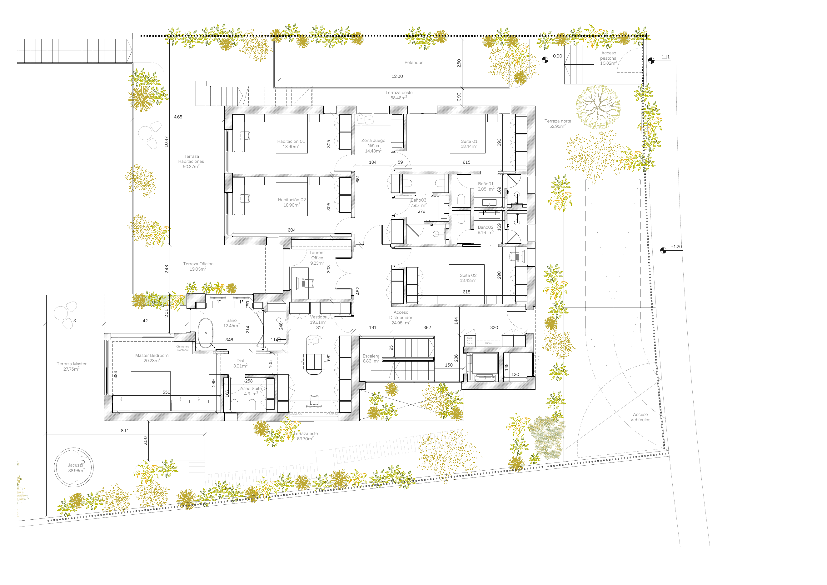 Claire Residence — Ground floor plan + site context